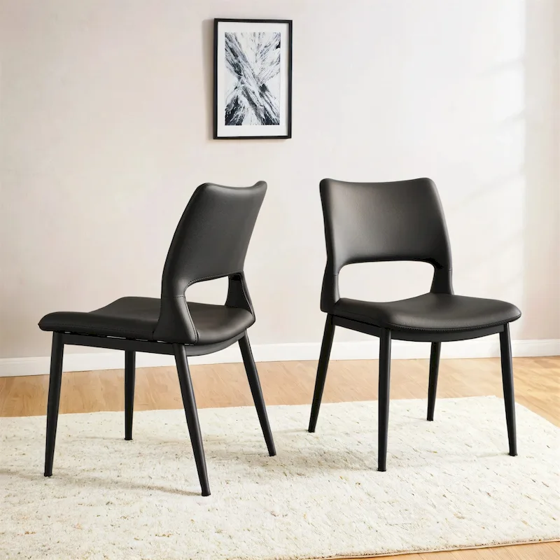 Set of 2 Modern Minimalist PU Leather Dining Chairs