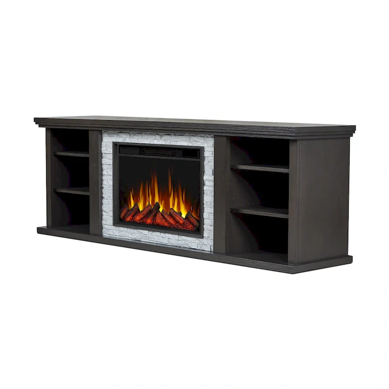 Kenai 72 Electric Slim Fireplace TV Stand in Dark Oak by Real Flame