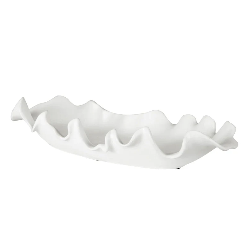 Uttermost Ruffled Feathers Modern White Bowl - 4 x 24 x 9.84 - 4 x 24 x 9.84