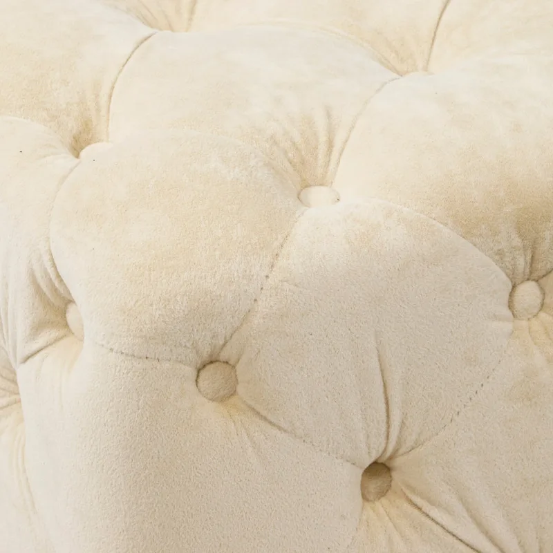 Modern Velvet Upholstered Square Tufted Ottoman by GDFStudio