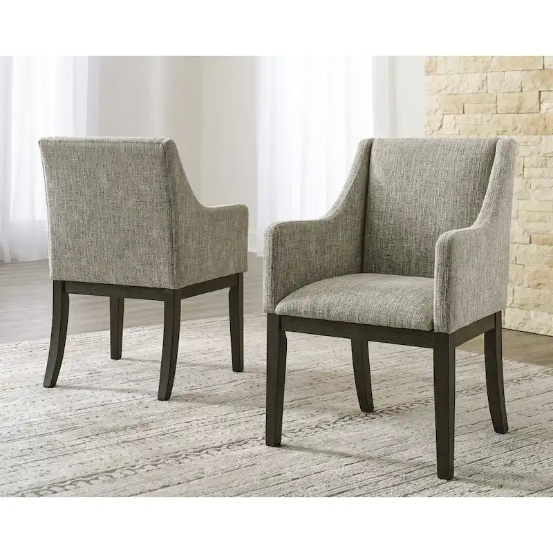 Burkhaus Dark Brown Dining Upholstered Arm Chair, Set of 2 - 21W x 24D x 36H