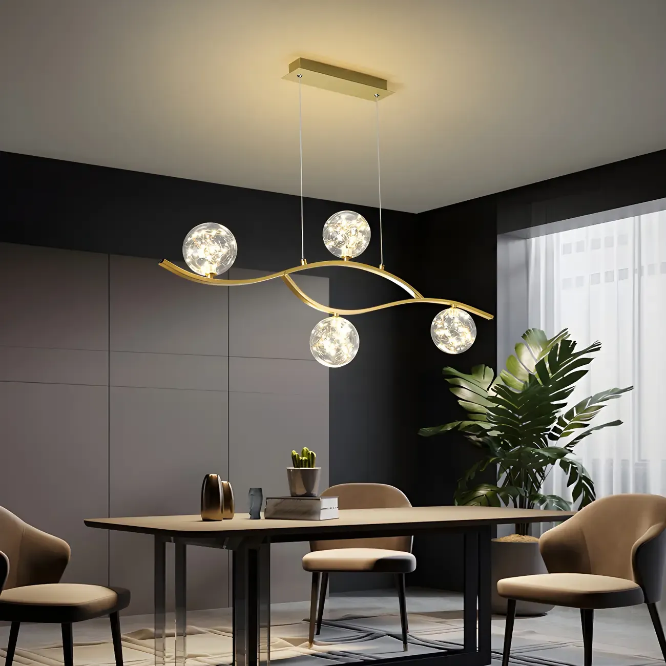 Modern Adjustable Clear Glass LED Pendant Light