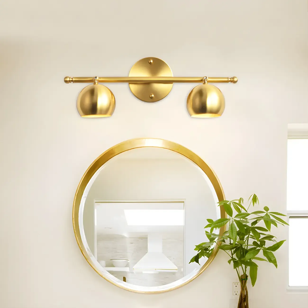 Modern Gold Dome Brass Vanity Light for Bathroom