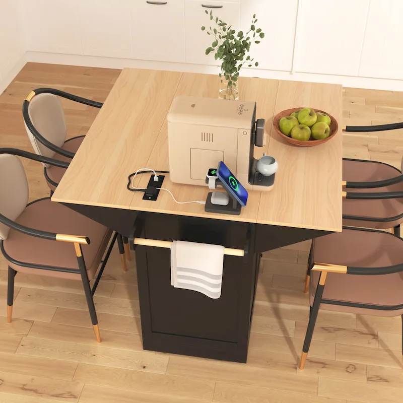 55.7 Large Kitchen Island With 2 Drop Leaf(no include stool)