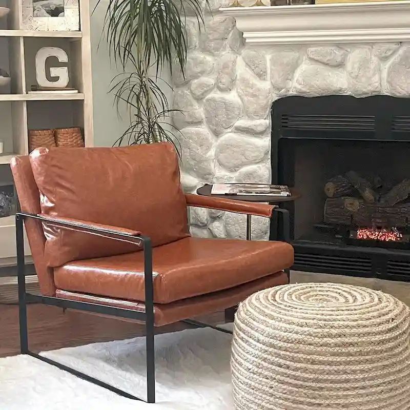 Art Leon Modern PU Leather Upholstered Arm Chair with Steel Frame