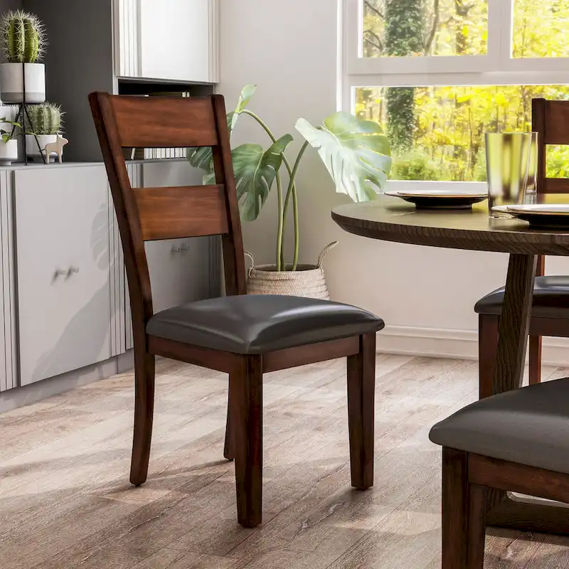 Paur Farmhouse Brown Wood Dining Chairs (Set of 2) by Furniture of America