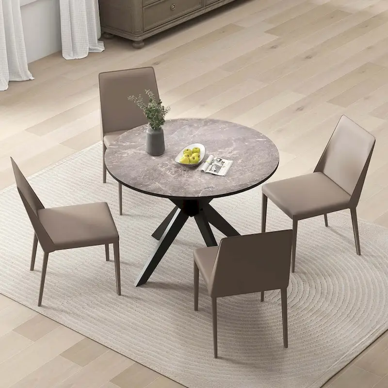 Costway Round Dining Table 36  Faux Marble Tabletop Rubber Wood Legs - See Details