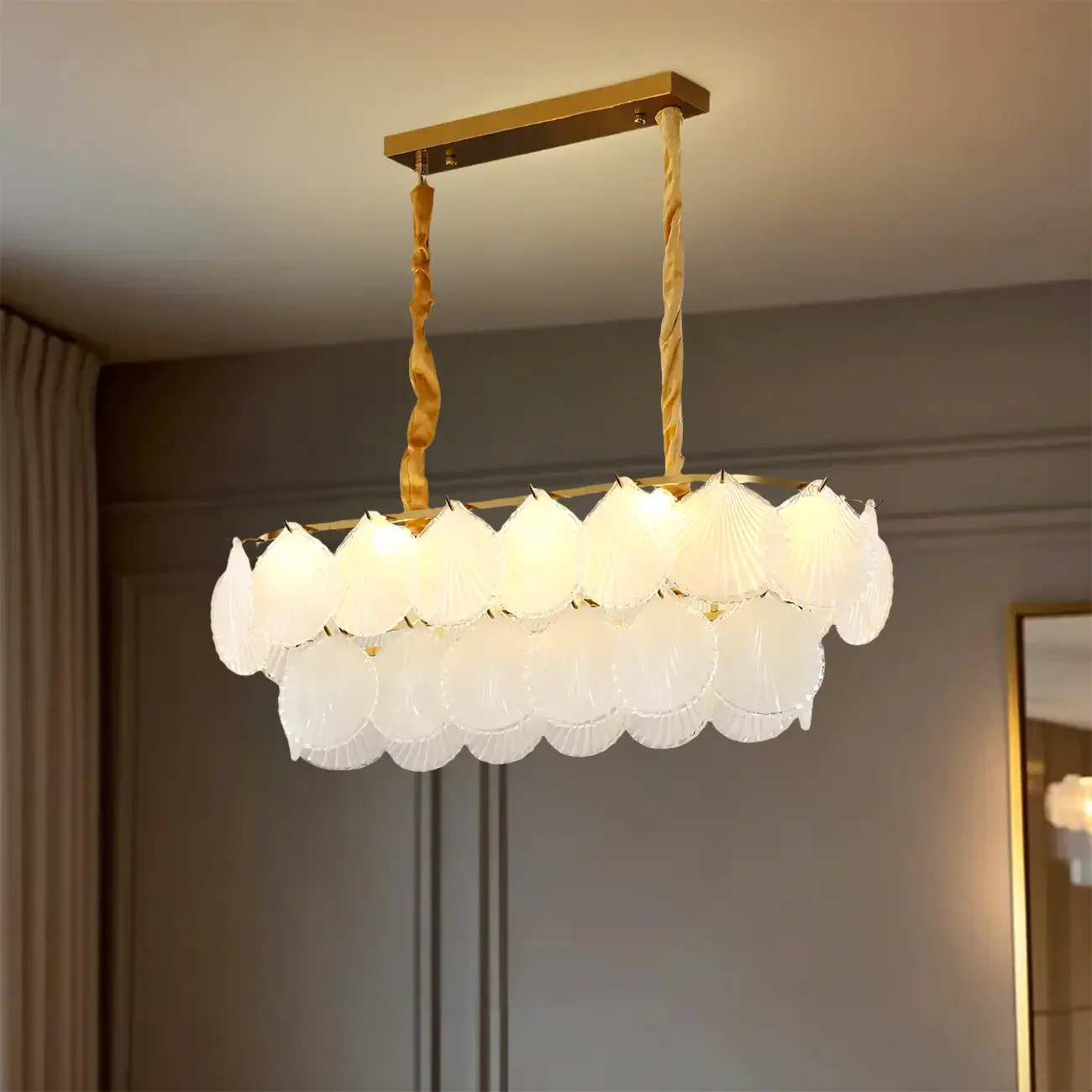 Modern Gold Glass Island Chandelier with 8 Lights