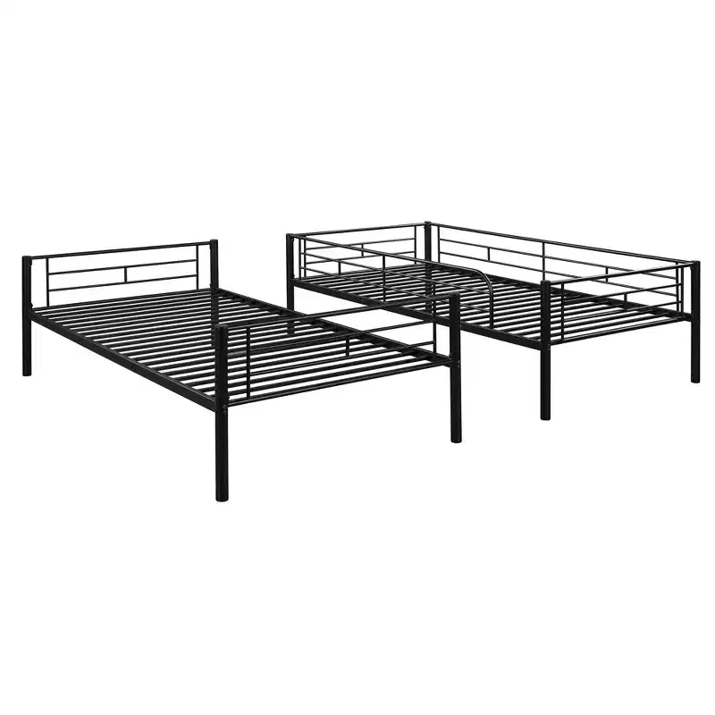 Bellemave Twin Over Twin Metal Bunk Bed, Sturdy Steel Frame, Black Finish, Converts to Two Twin Beds, Heavy-Duty Slats, No Box Spring Needed
