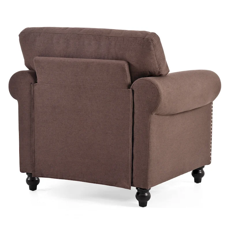 Brown 37.4 Accent Chair with Nailheads