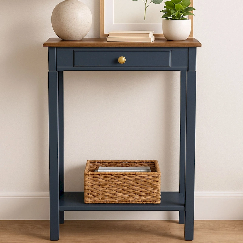 Marnie Two-tone 1-drawer Solid Wood Console Accent Table with Shelf by East at Main
