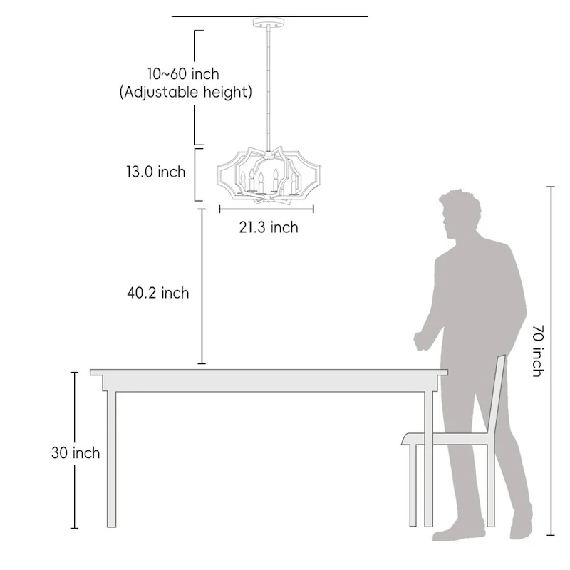 6-L Lantern Industrial Adjustable Metal Pendant Light Kitchen Island Chandelier - 11.8 x 21.3  - N/A
