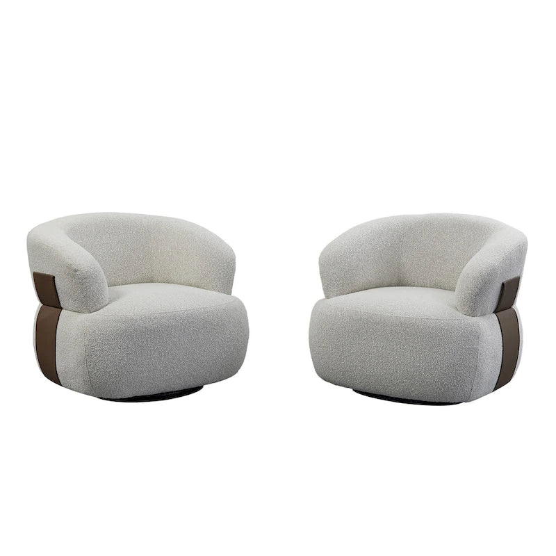 33W 360 Swivel Modern Barrel Chair Accent Chair Set of 2