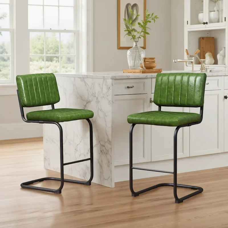 Art Leon Rustic Upholstered Counter Height Bar Stools (Set of 2)