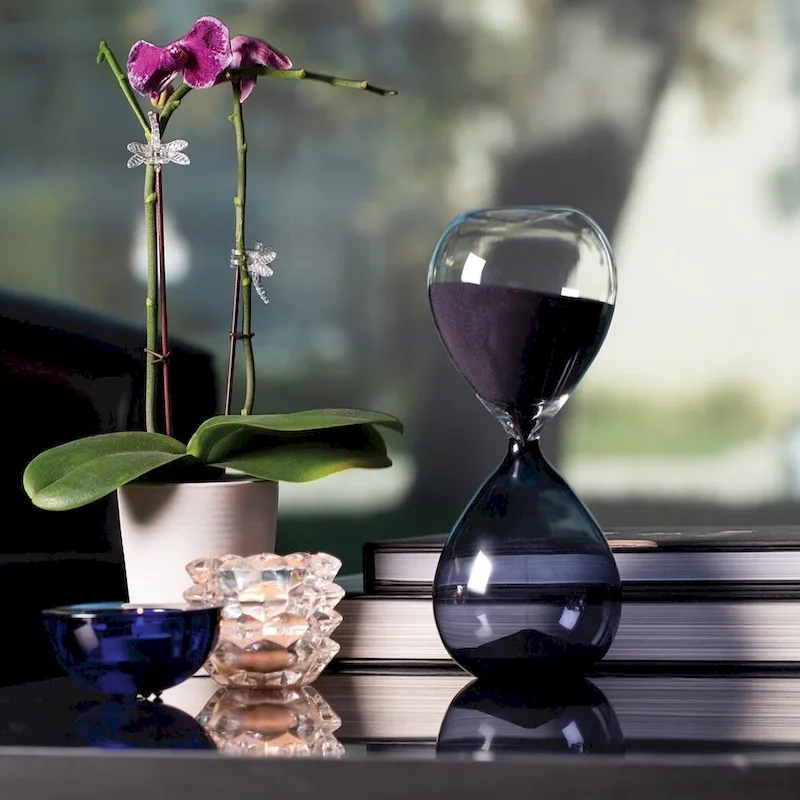 Curata Blue Sand with Hand-Blown Glass 60 Minute Sand Timer
