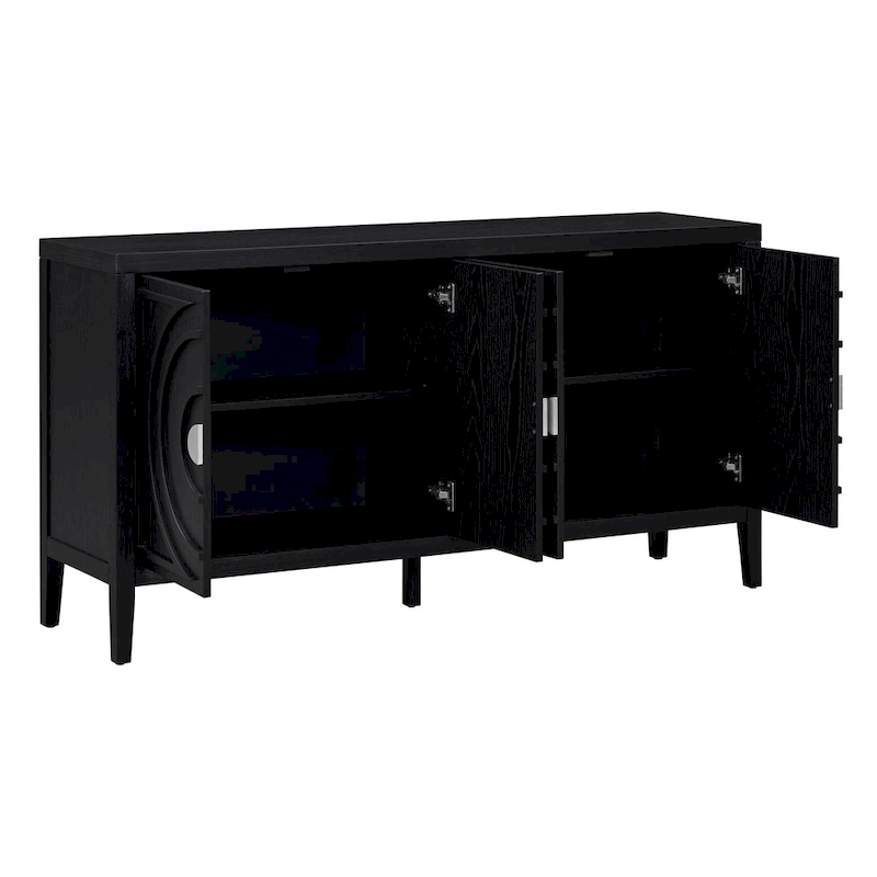 Retro Sideboard with Circular Groove Design Metal Handle