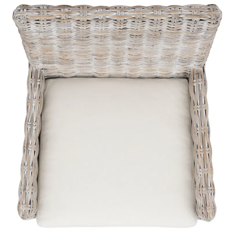 SAFAVIEH Winnifred Coastal Rattan Accent Chair with Cushion - 18.5 W x 22.8 L x 38.2 H - 19Wx23Dx38H