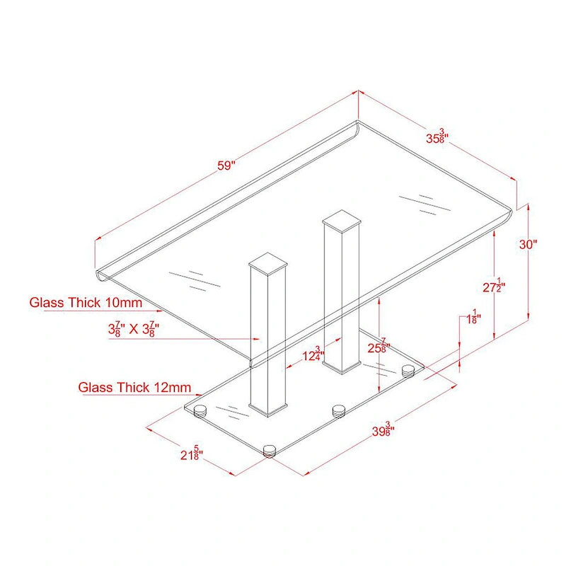 Furniture of America Maza 59-inch Silvertone Metal/Glass Dining Table