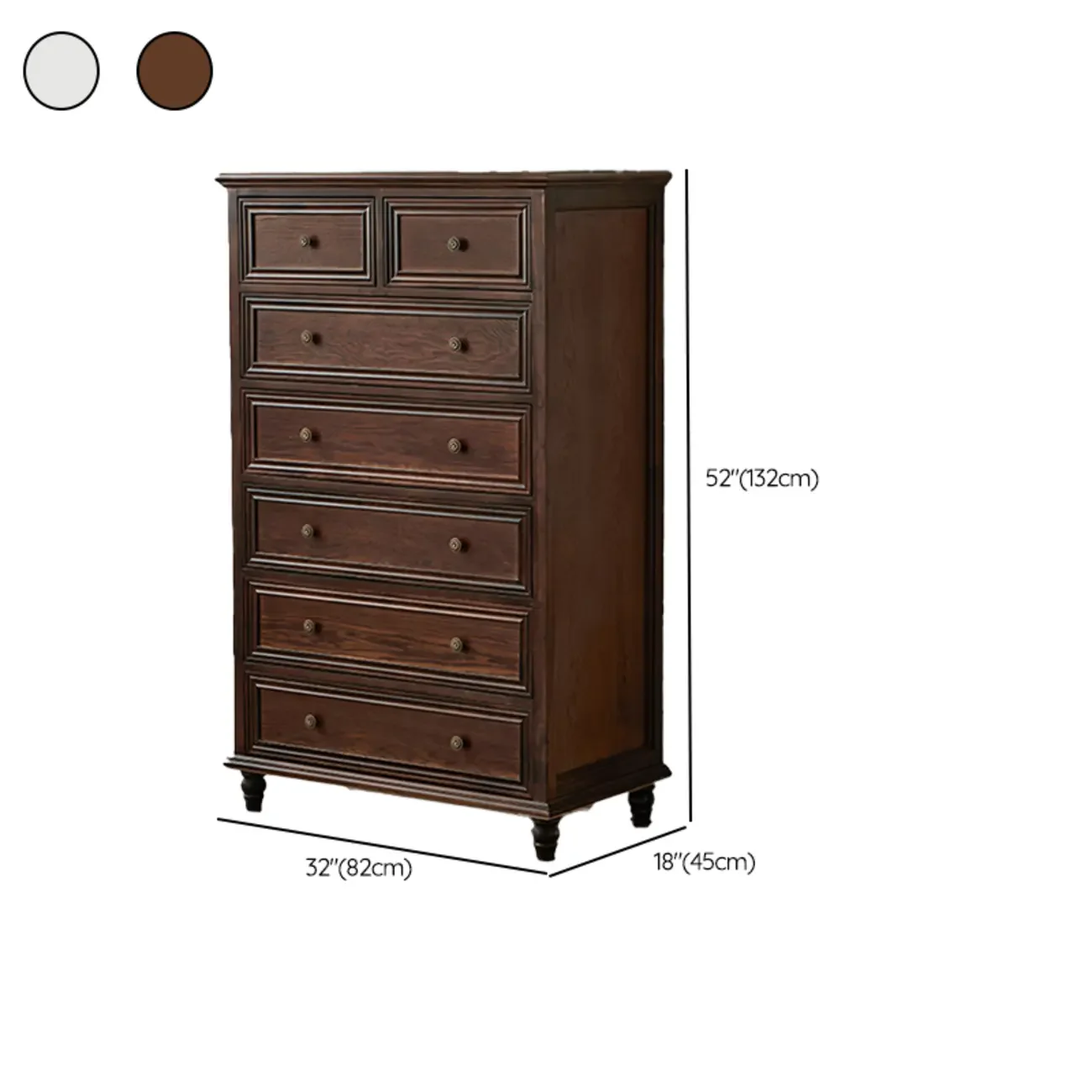 Traditional  6-Drawer White Wood Dresser