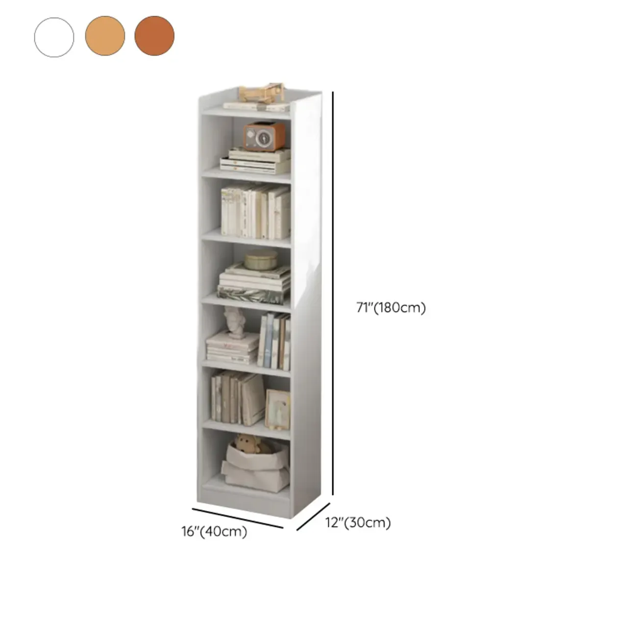 Scandinavian Oak Rectangle 5-Shelf Wood Bookcase