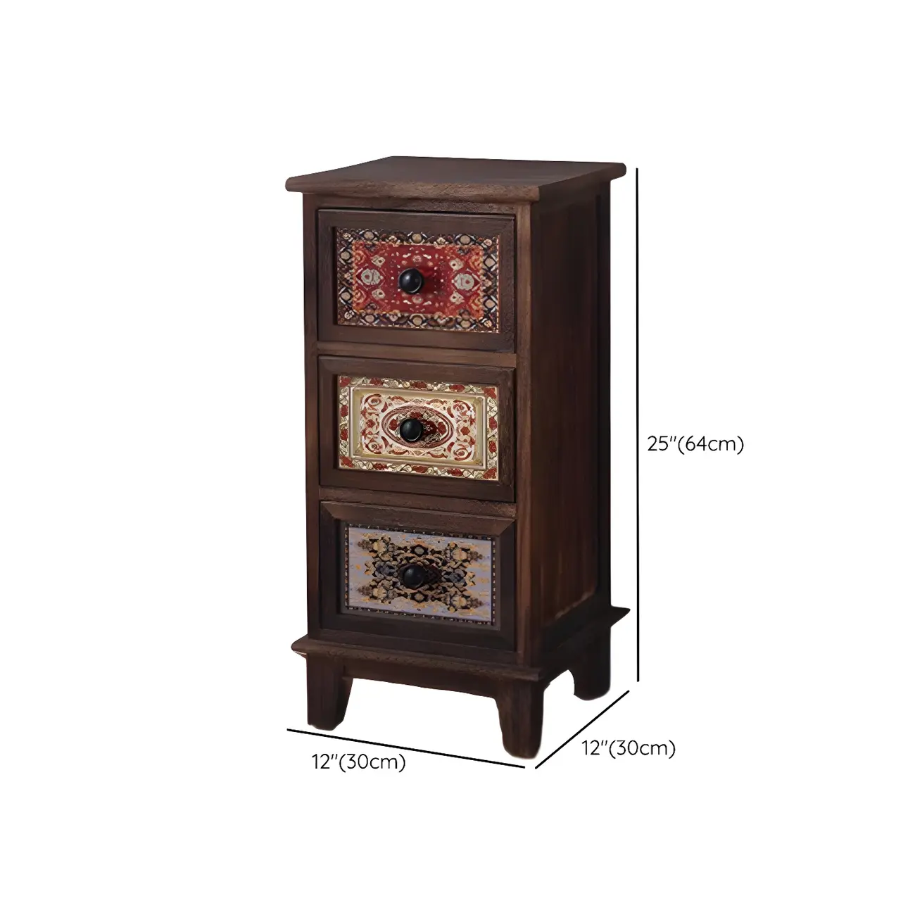 Industrial Rectangular Brown Wooden Drawer Cabinet