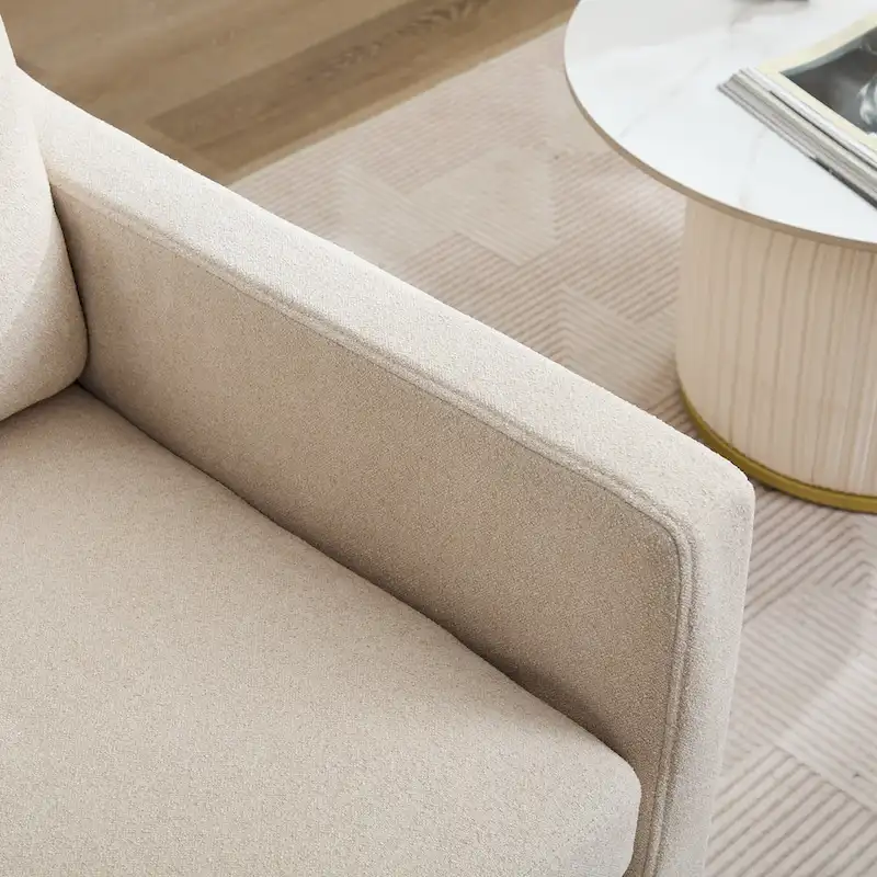 Modern 29.92  Chenille 360 Swivel Accent Chair with Solid Wood Frame and Removable Back Cushion