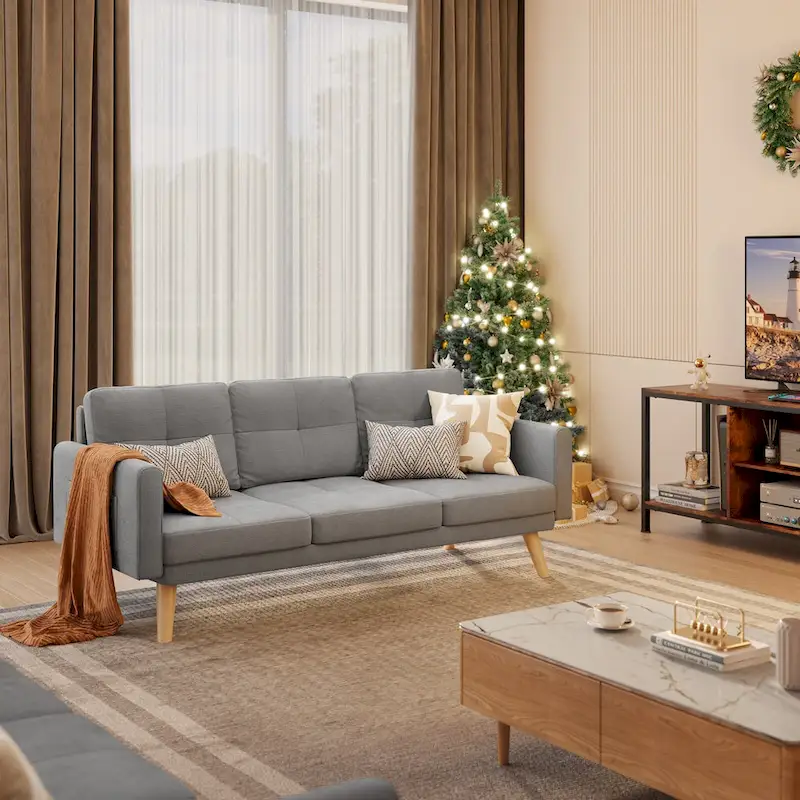 3 Seater Upholstered Living Room Sleeper Sofa, Recliner Sofa Bed with Backrest