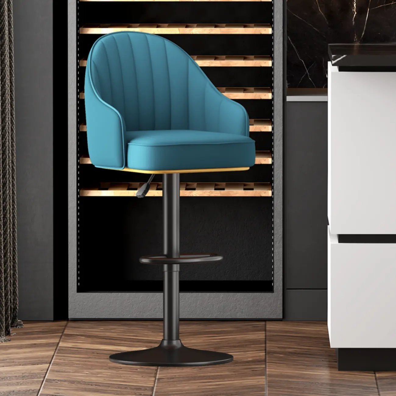 Modern Leather Swivel Adjustable Height Bar Stools