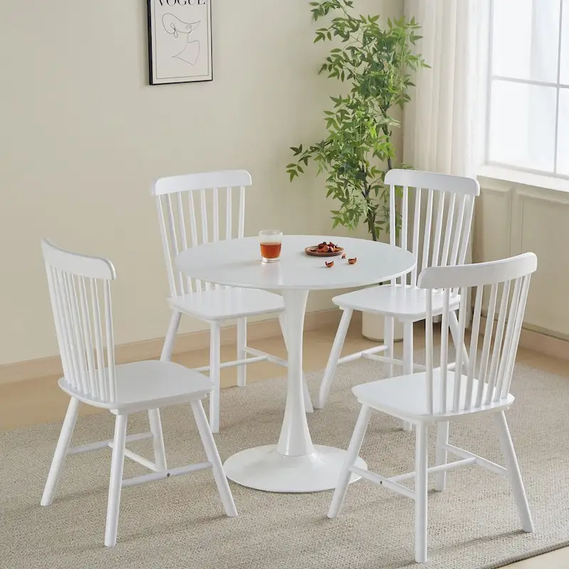 Round Dining table Modern kitchen table 31.5-inch tulip design with pedestal, medieval casual table seating 2 to 4 people