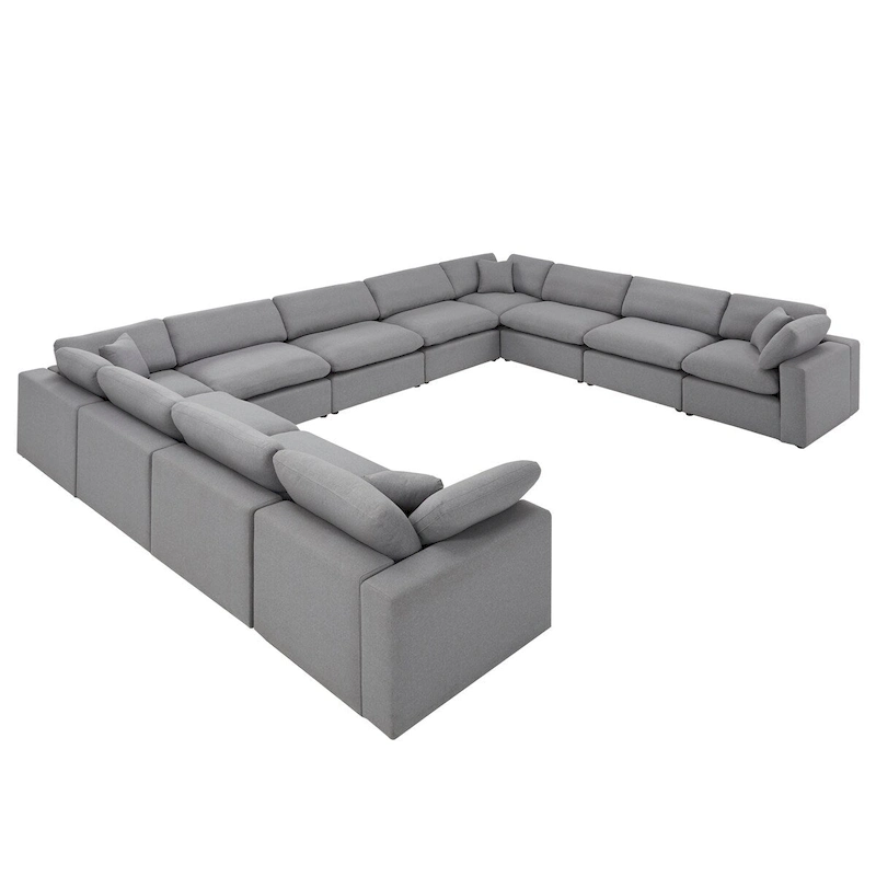 Anka Grey Linen Down Filled Cushioned 11-Seat Sectional Sofa by iNSPIRE Q Modern