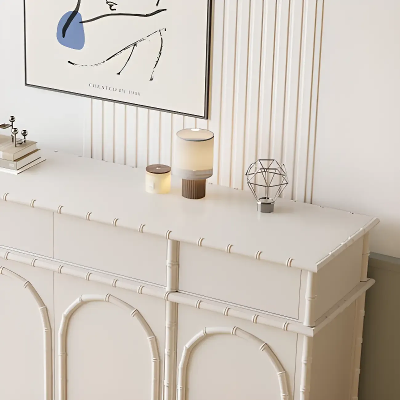 Elegant White Wood Hallway Shoe Cabinet with 4-Drawer