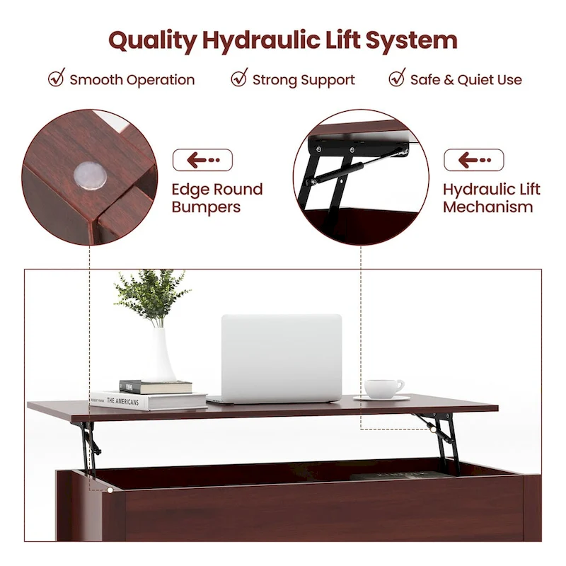 CCostway ostway Lift Top Coffee Table with Hidden Compartment and - See Details