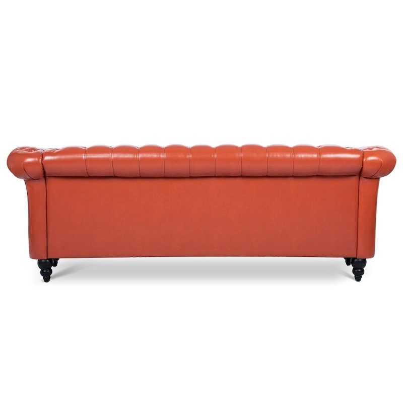 84.65 PU Rolled Arm Chesterfield 3 Seater Sofa