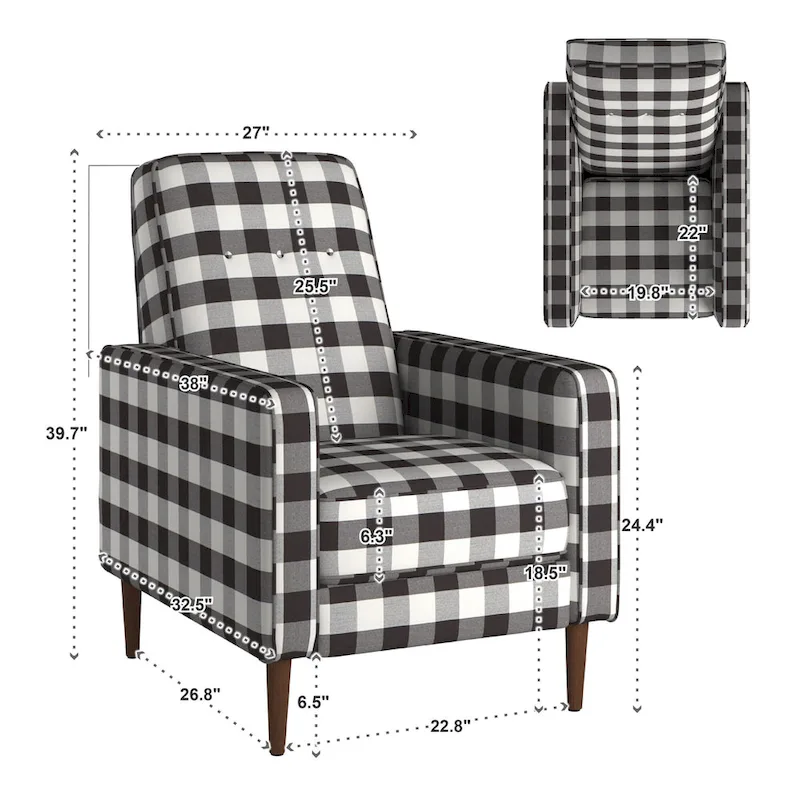 Ada Black and White Buffalo Check Plaid Accent Chair by iNSPIRE Q Classic