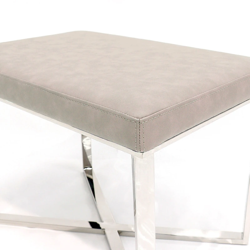 Pasargad Home Luxe Stool with Stainless Steel Base