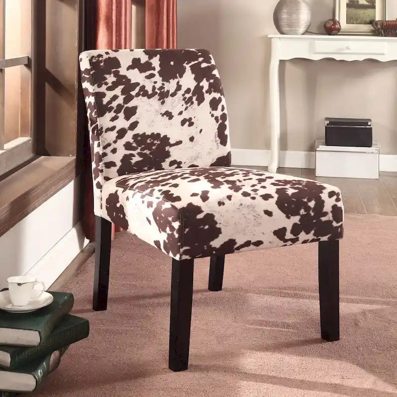US Pride Furniture Wood Mottled Fabric Accent Chair with Solid Wood Legs (Set of 2)