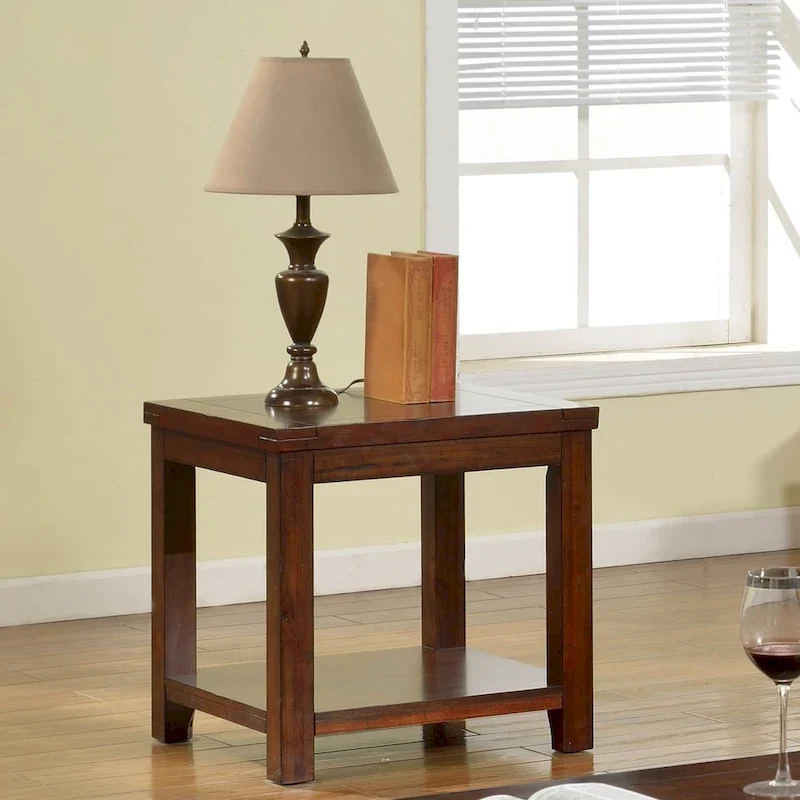 Llat Transitional Cherry 24-inch Solid Wood 1-Shelf Side Table by Furniture of America