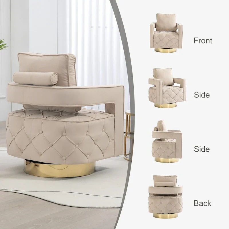 Fabric pull buckle living room rotating leisure chair, reception and negotiation chair
