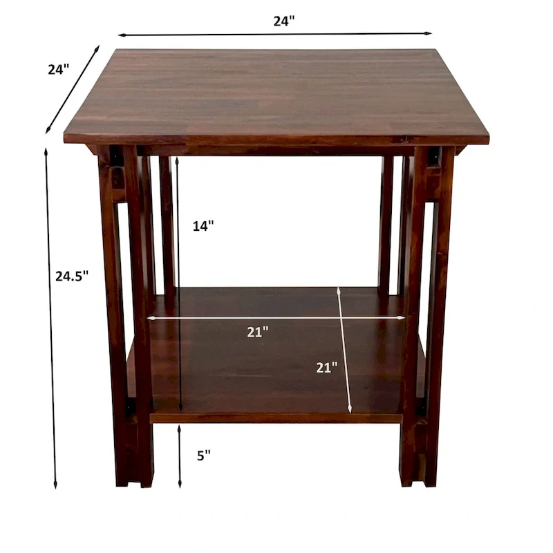Acacia Wood Architectural End Table with Shelf