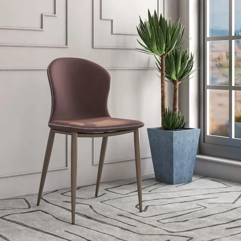 Modern Upholstered Fabric Dining Chair with Metal Legs, Mosaic Style Kitchen Side Chair