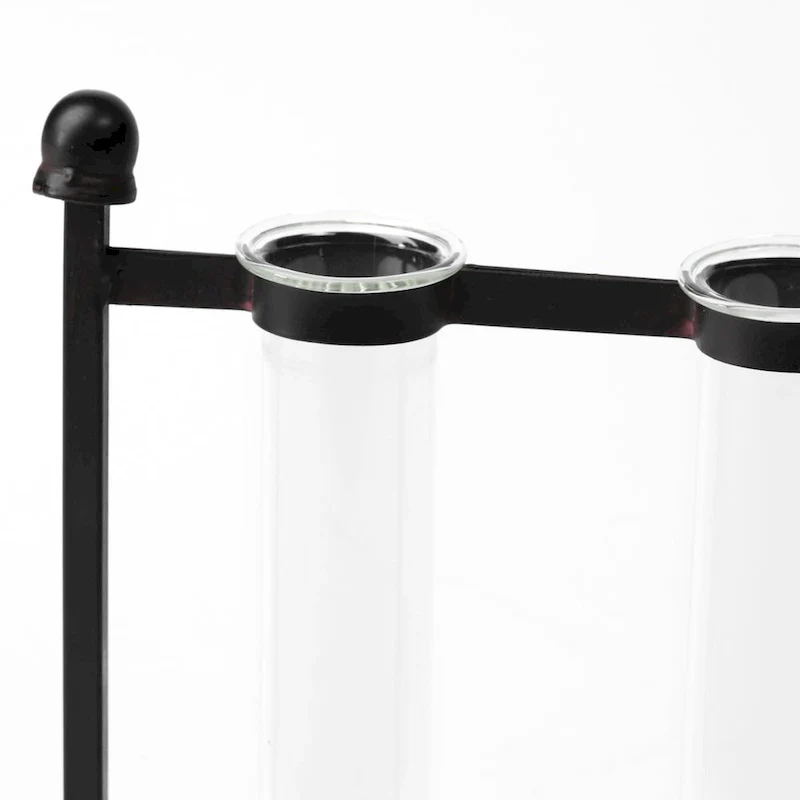 Black Metal Five Test Tube Vase - 4  W x 10  H x 19  D