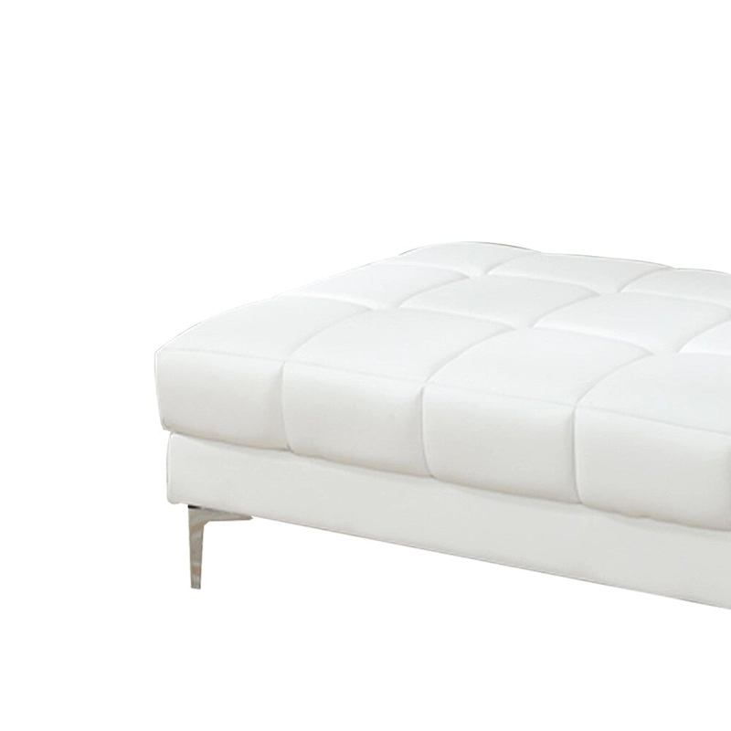 Modish Bonded Leather Ottoman In White
