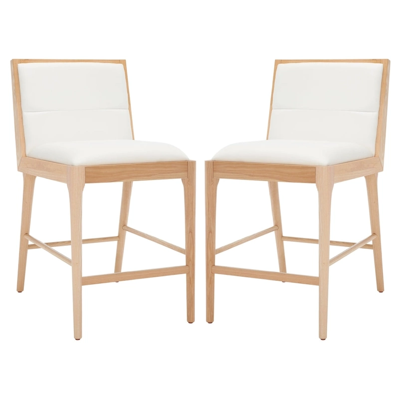 SAFAVIEH Couture Vonne Linen Counter Stool (Set of 2) - 19Wx22Dx36H