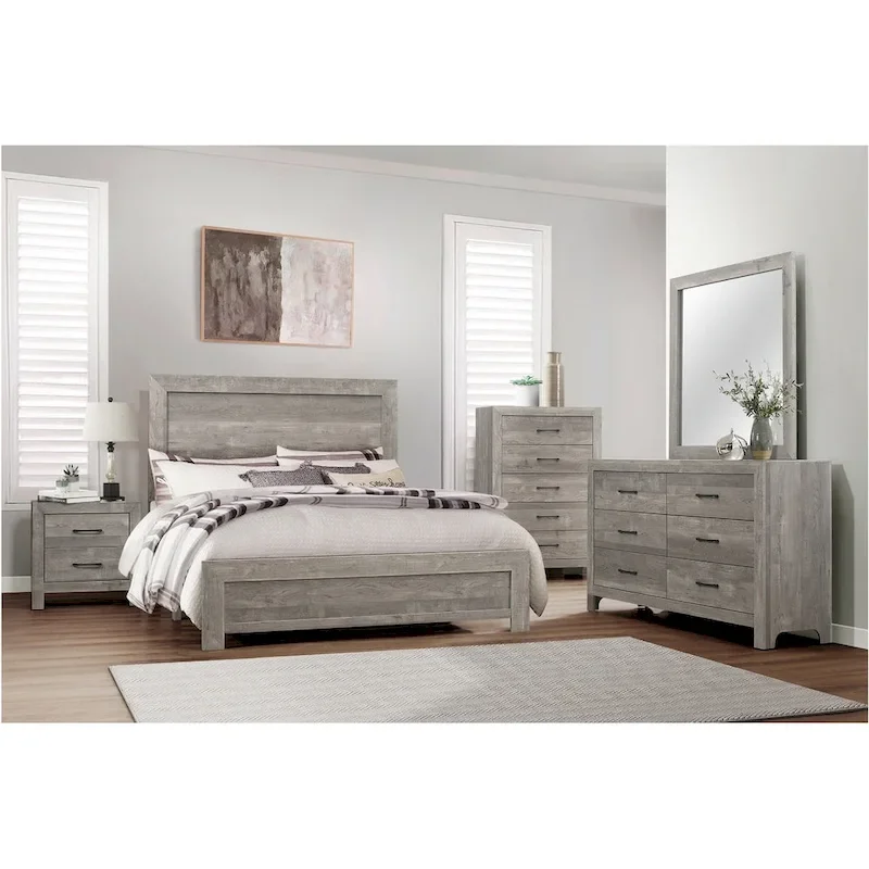 Tabina 3 Piece Gray Modern Panel Bedroom Set