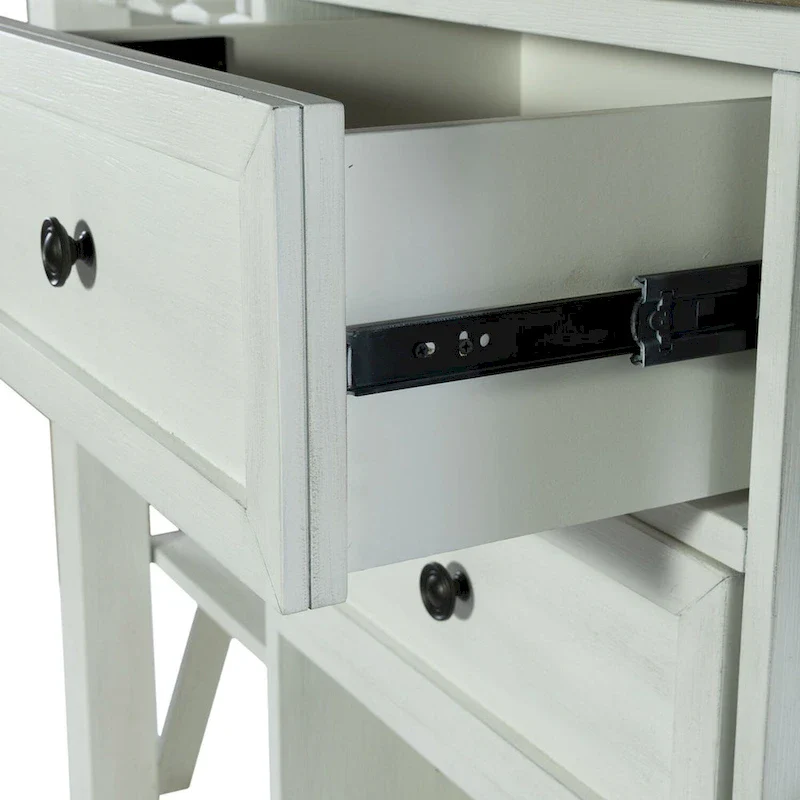 White Two-Tone Server Cabinet with Stemware Rack and Adjustable Shelves
