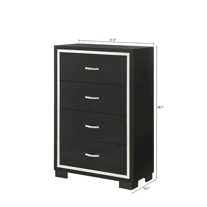 Pedro 6 Piece Black Velvel Upholstered Panel Bedroom Set