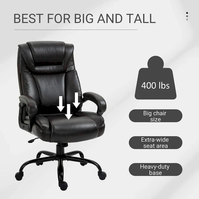 Vinsetto Big and Tall Executive Office Chair 400lbs Computer Desk Chair with High Back PU Leather Ergonomic Upholstery