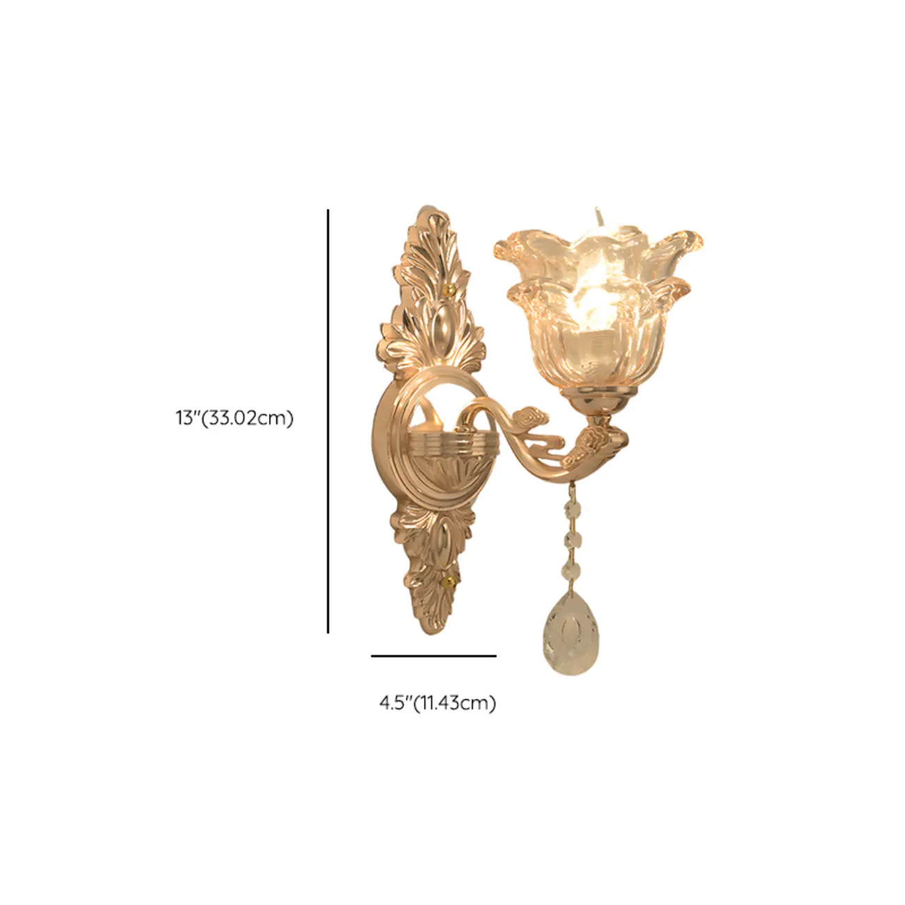 Mini Antique Gold Wall Sconce with Geometric Crystal Shade