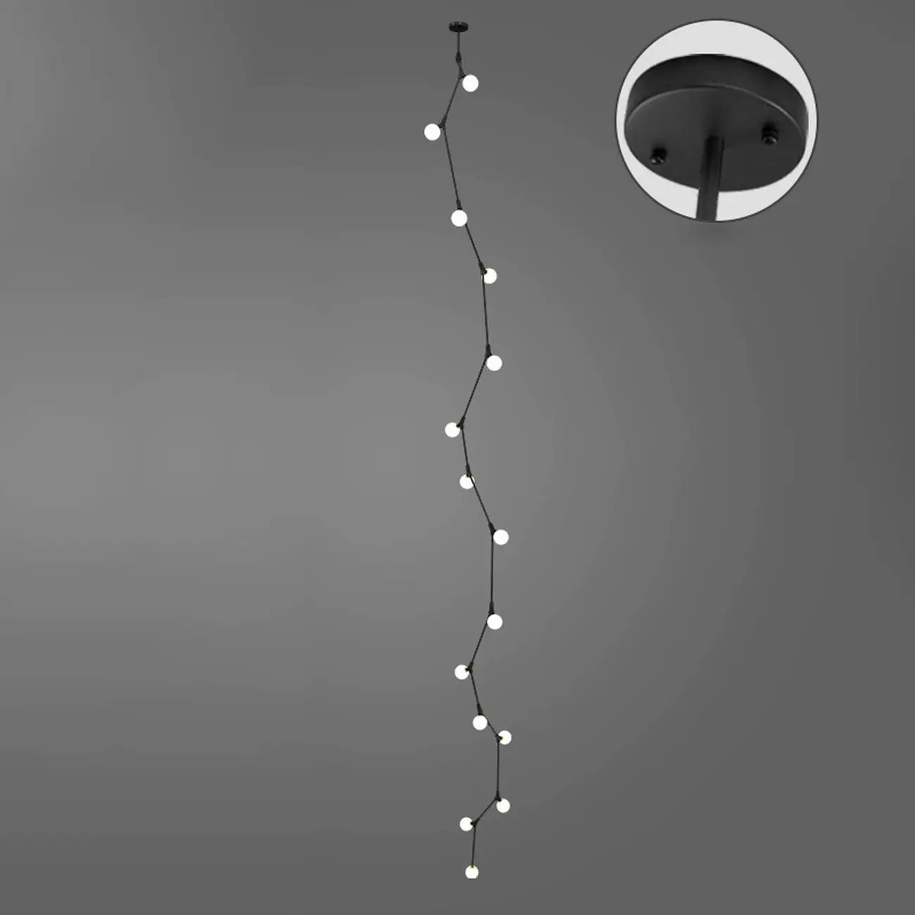 Modern Gold Branch Globe Glass Downrod Stairwell Chandelier