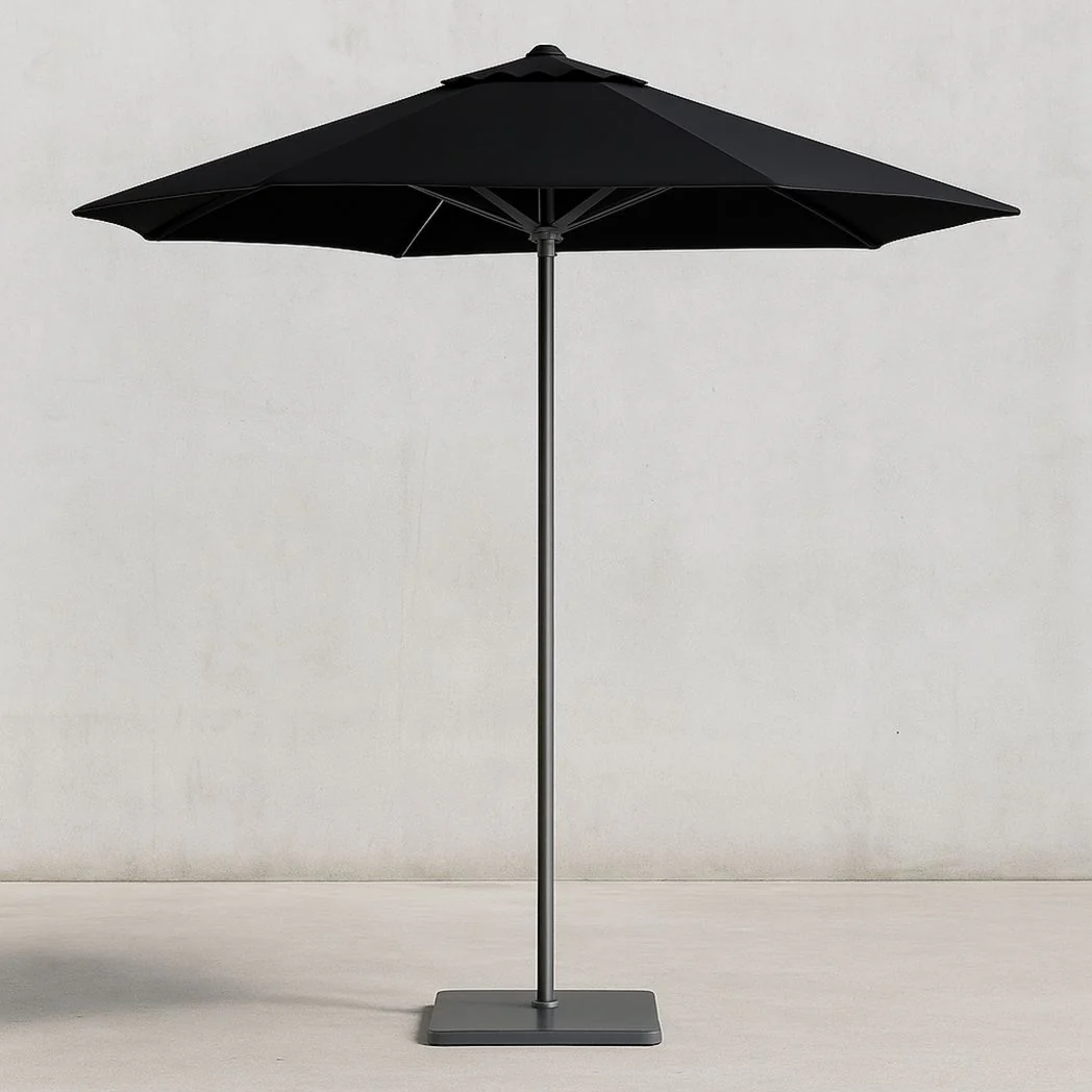 Parasol de Jardin Rond Noir en Polyester et Aluminium, Diamètre 300 cm